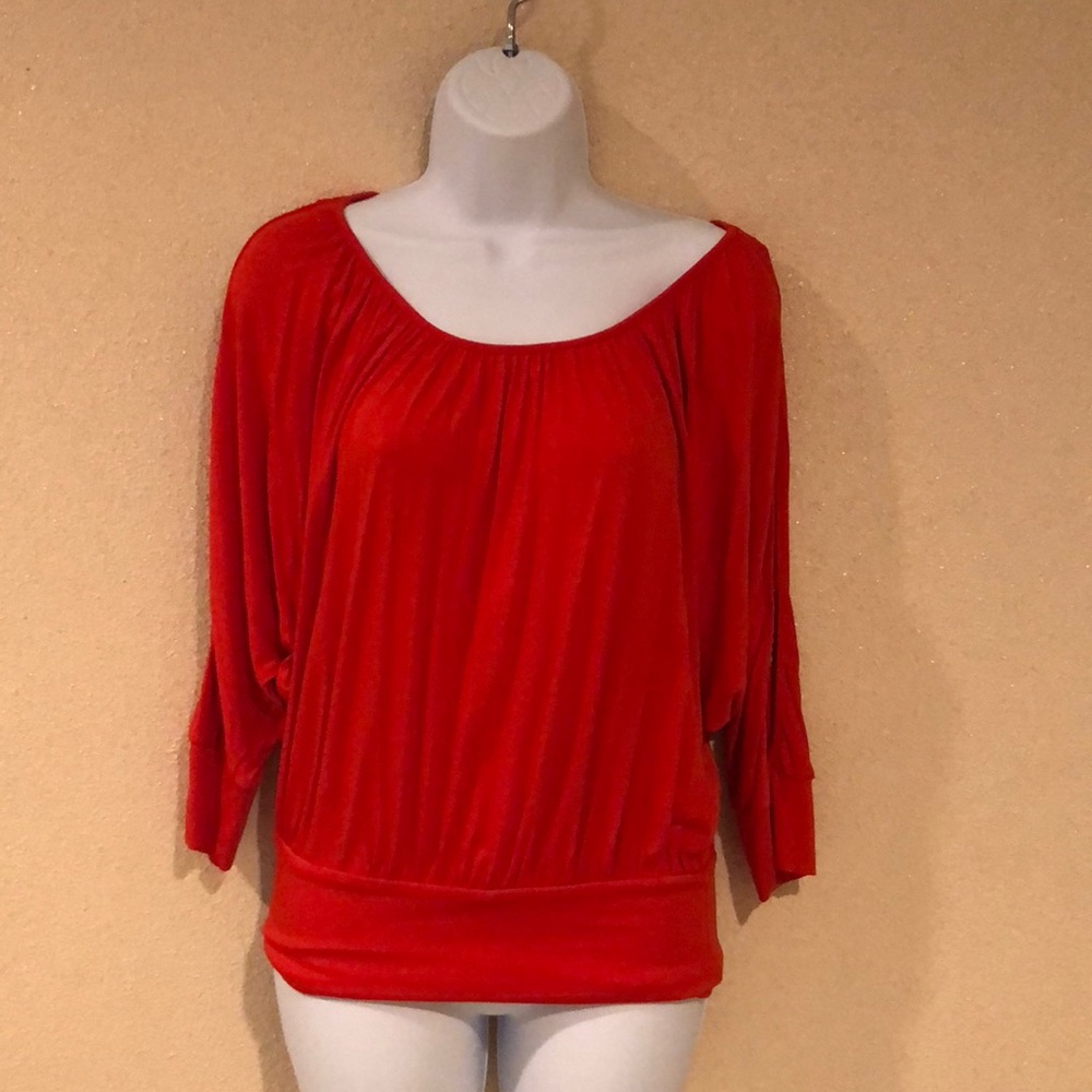 2B BEBE Bright Orange/Red Top Size XS Open Sleeves